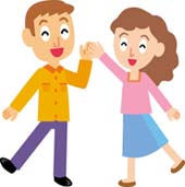 イラスト：手をつないぐ仲良し夫婦